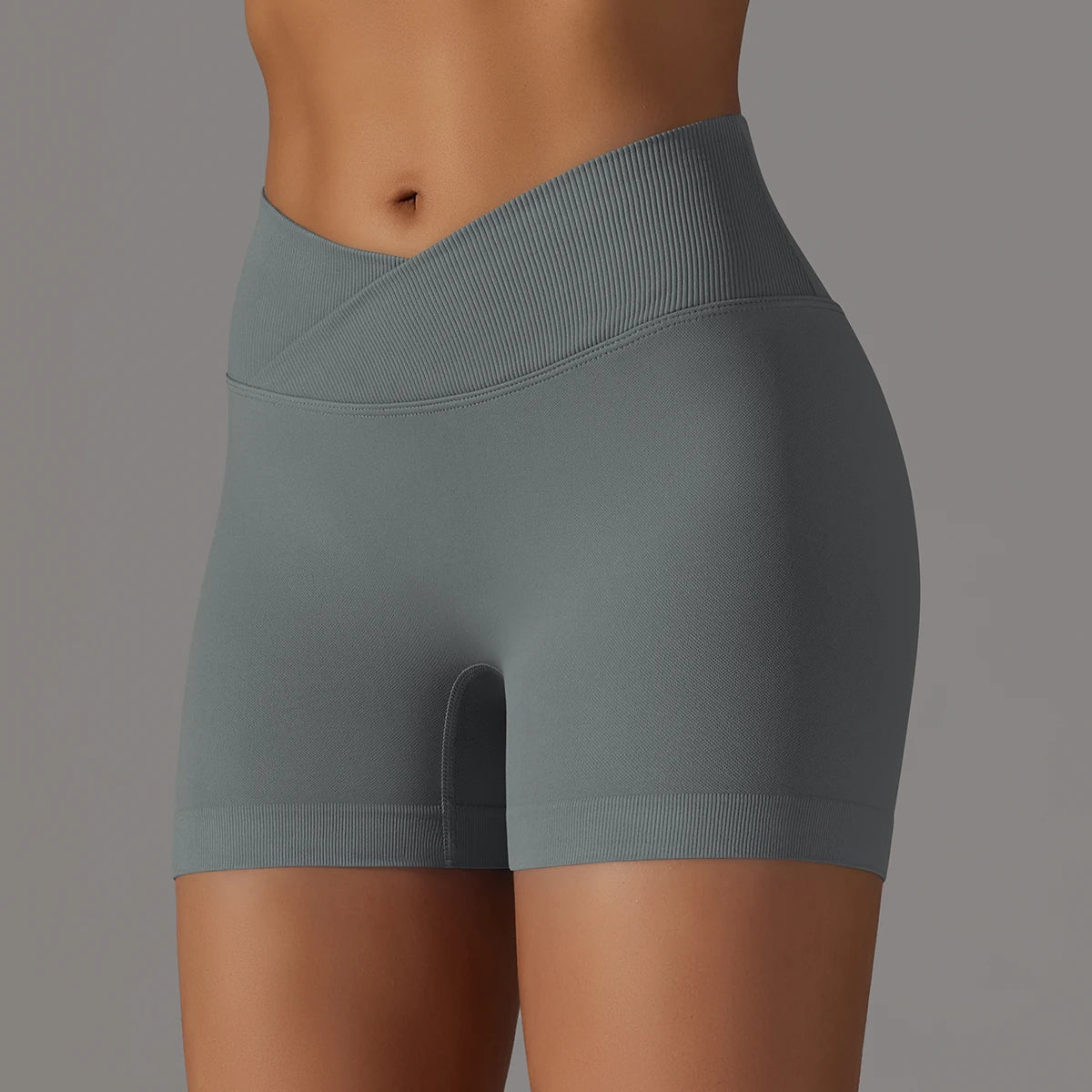 Seamless Sports Shorts Cross High Waist Fitness Leggings