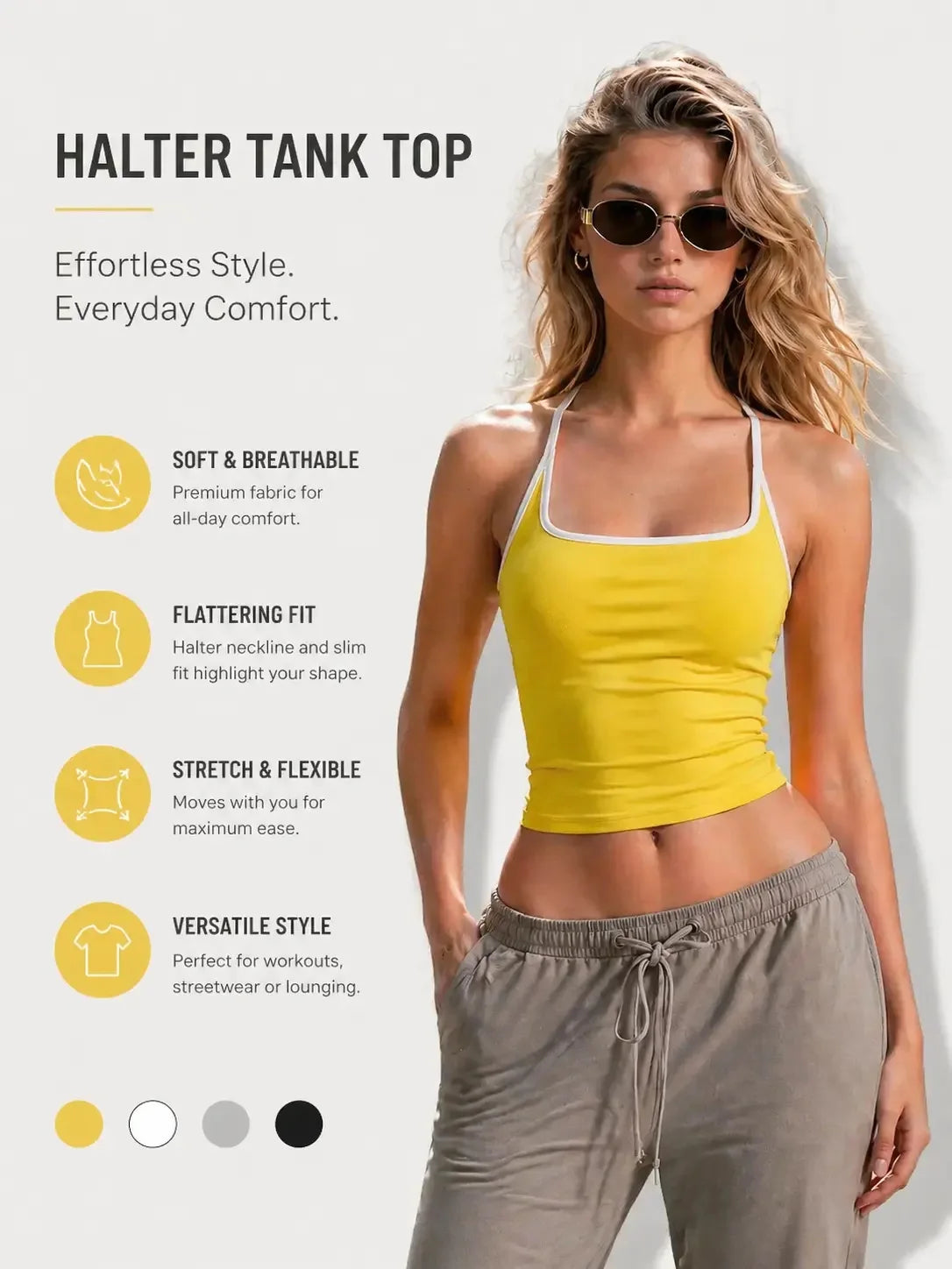 Color-Blocked Thin-Strap Backless Yoga Tank Top