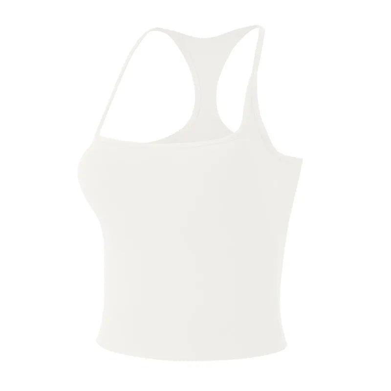 Color-Blocked Thin-Strap Backless Yoga Tank Top