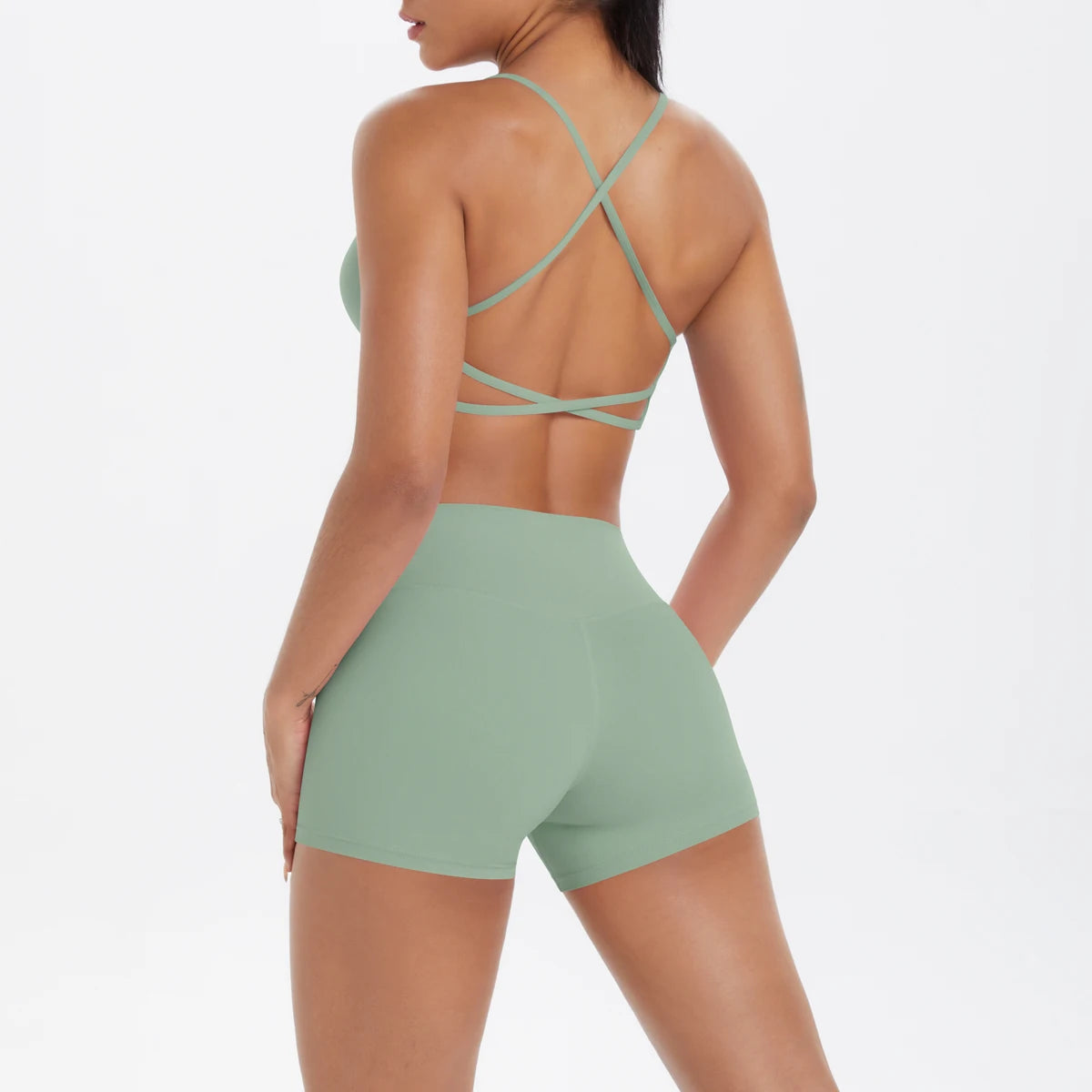 2PCS Yoga Clothes Halter Top Set