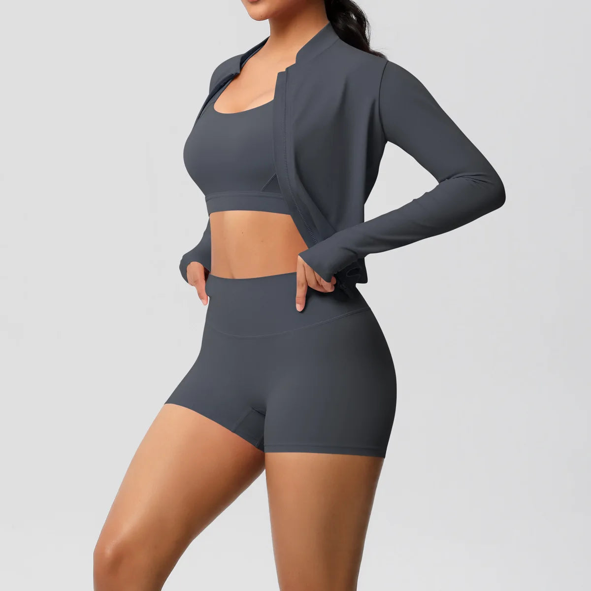 3-Piece Gym Set Breathable High Waist Fitness Suit