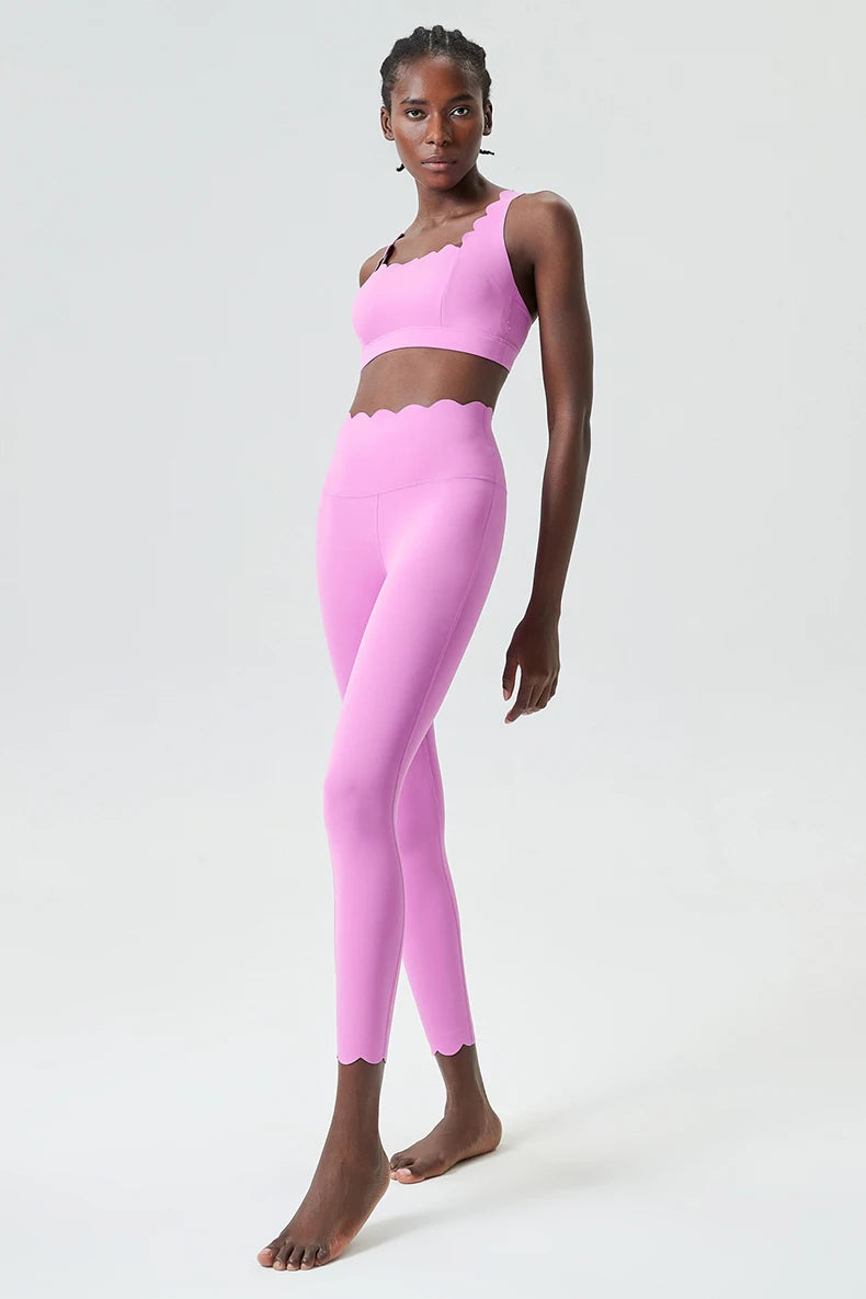 Ensemble de sport deux pièces pour femme, couleur unie, idéal pour le fitness et le yoga. 