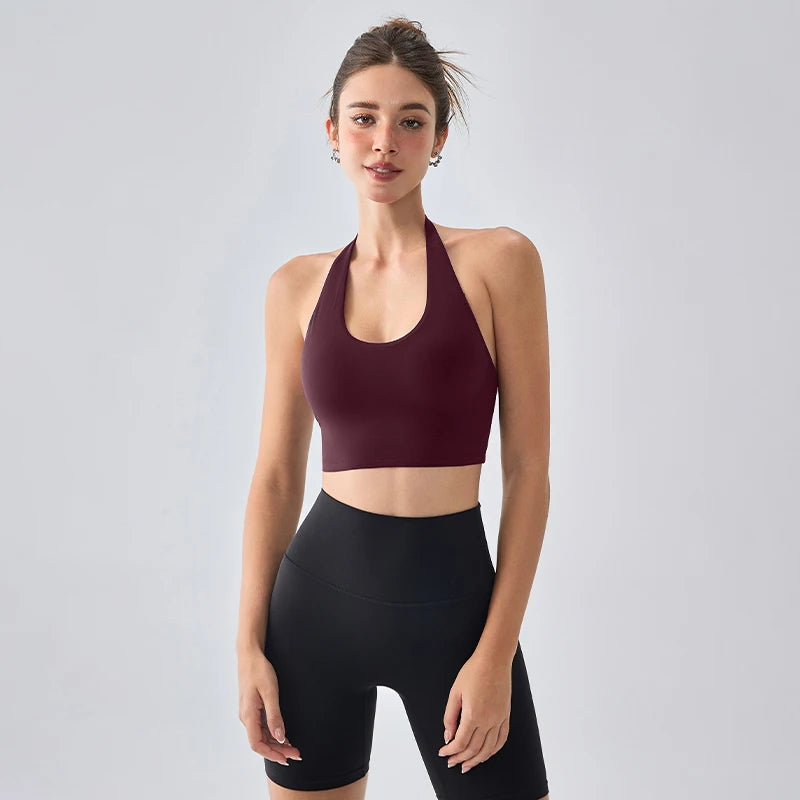 Sexy Backless Halter Sports Bra
