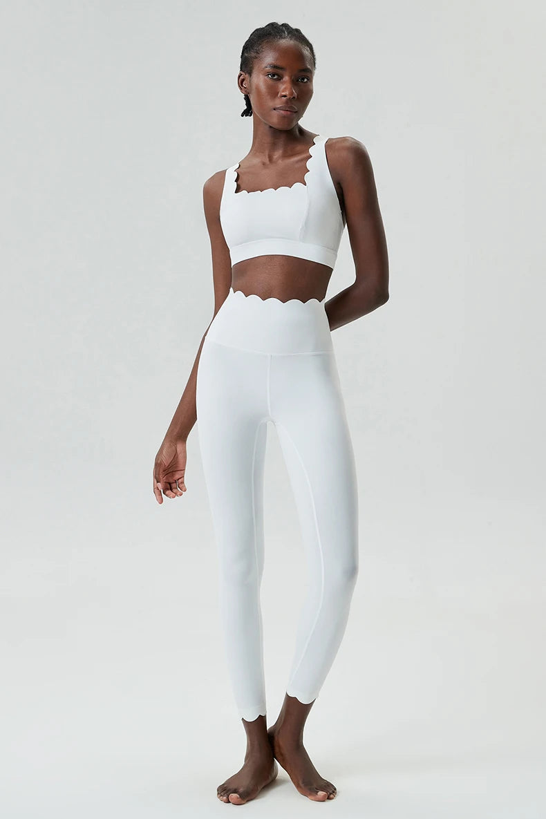 Ensemble de sport deux pièces pour femme, couleur unie, idéal pour le fitness et le yoga. 