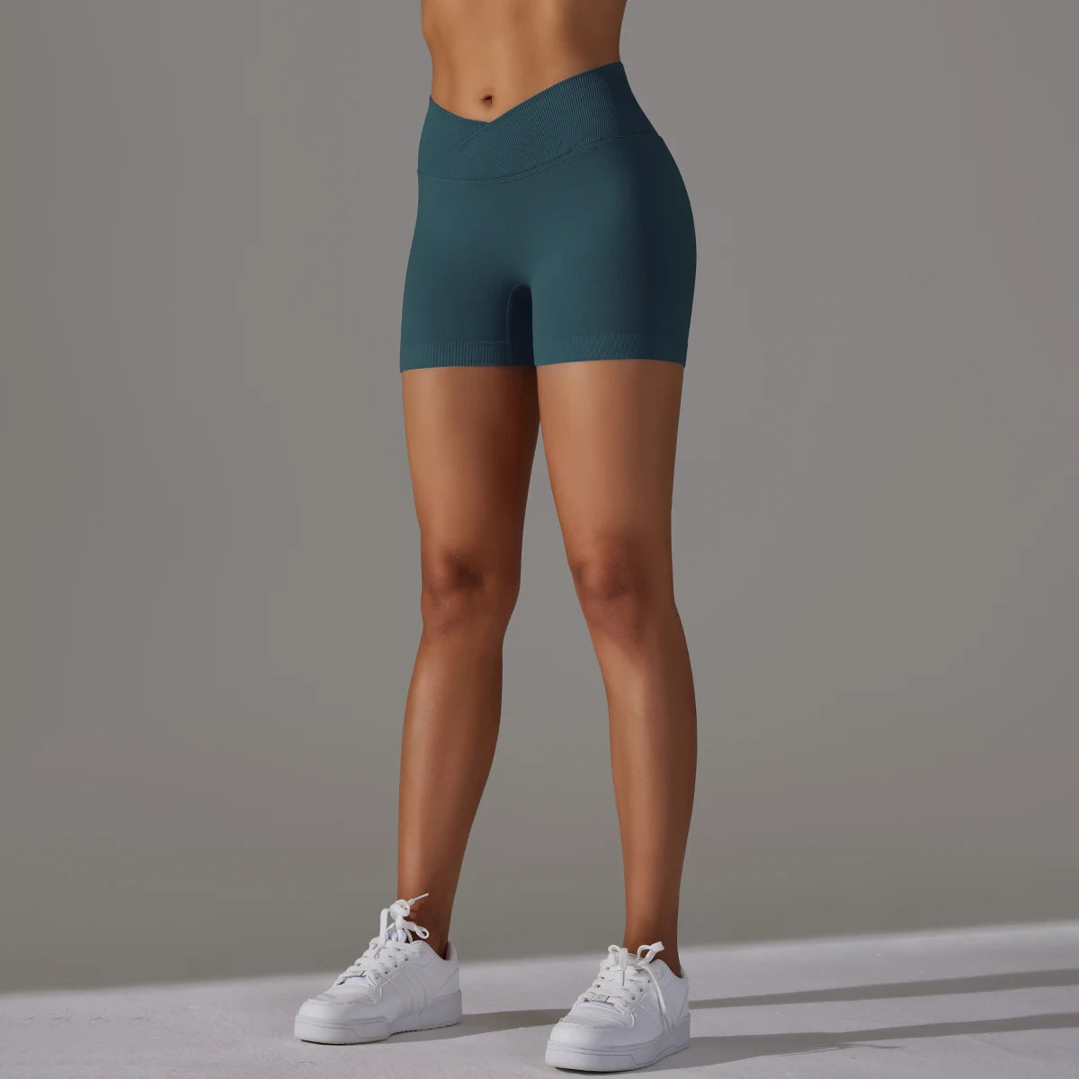 Seamless Sports Shorts Cross High Waist Fitness Leggings