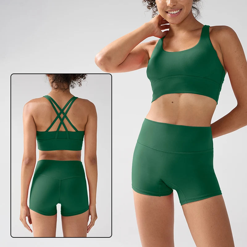 2-Piece Solid Color Women Gym Yoga Set