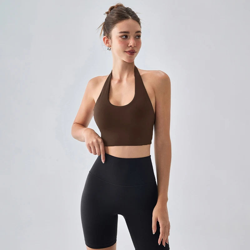 Sexy Backless Halter Sports Bra