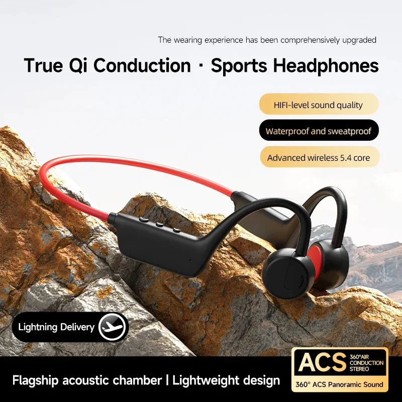 Bone Conduction Headphones IPX8 Waterproof Bluetooth 5.4 - 32GB Wireless Sports Headset with Mic for Swimming, Running & Gym