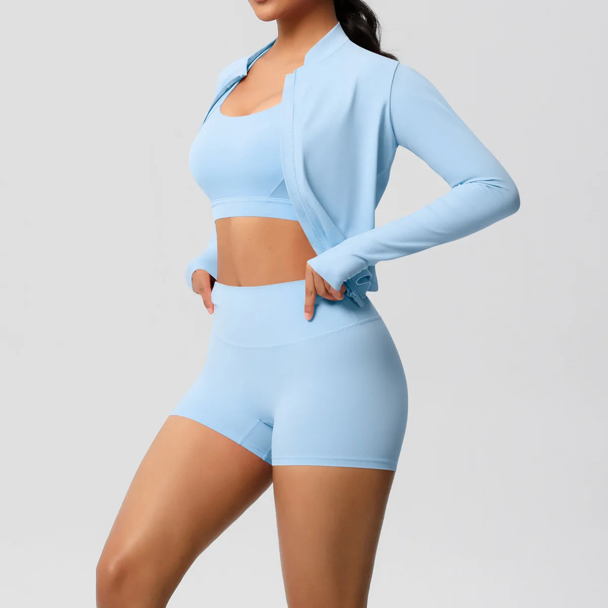 3-Piece Gym Set Breathable High Waist Fitness Suit