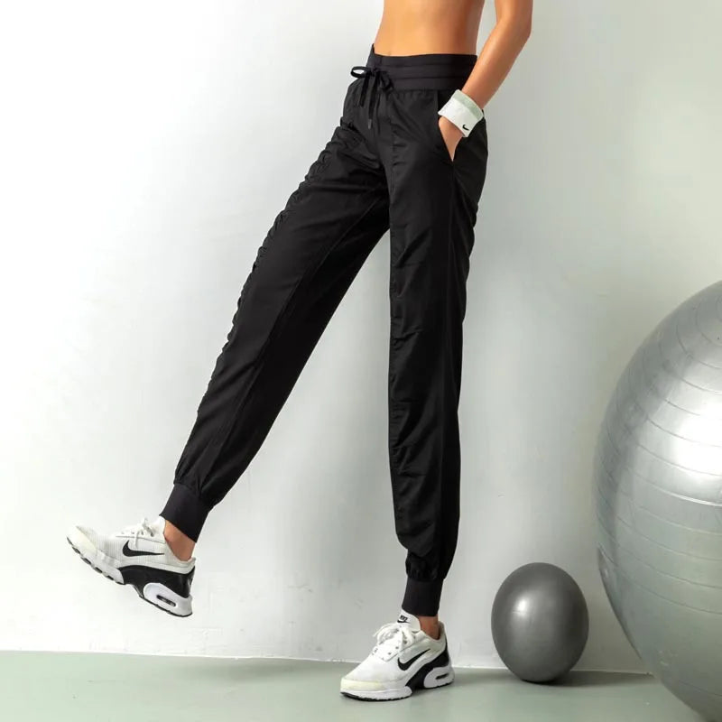 Women's Fabric Drawstring Running Sport Joggers