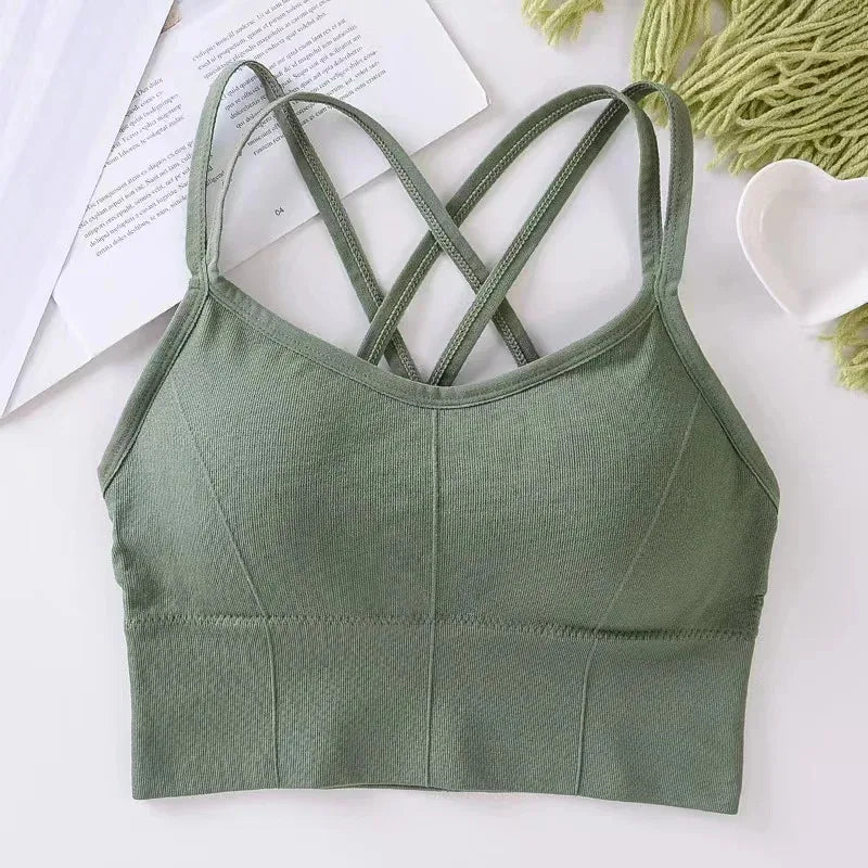 Sexy Back Cross Strap Tank Top Sports Bra