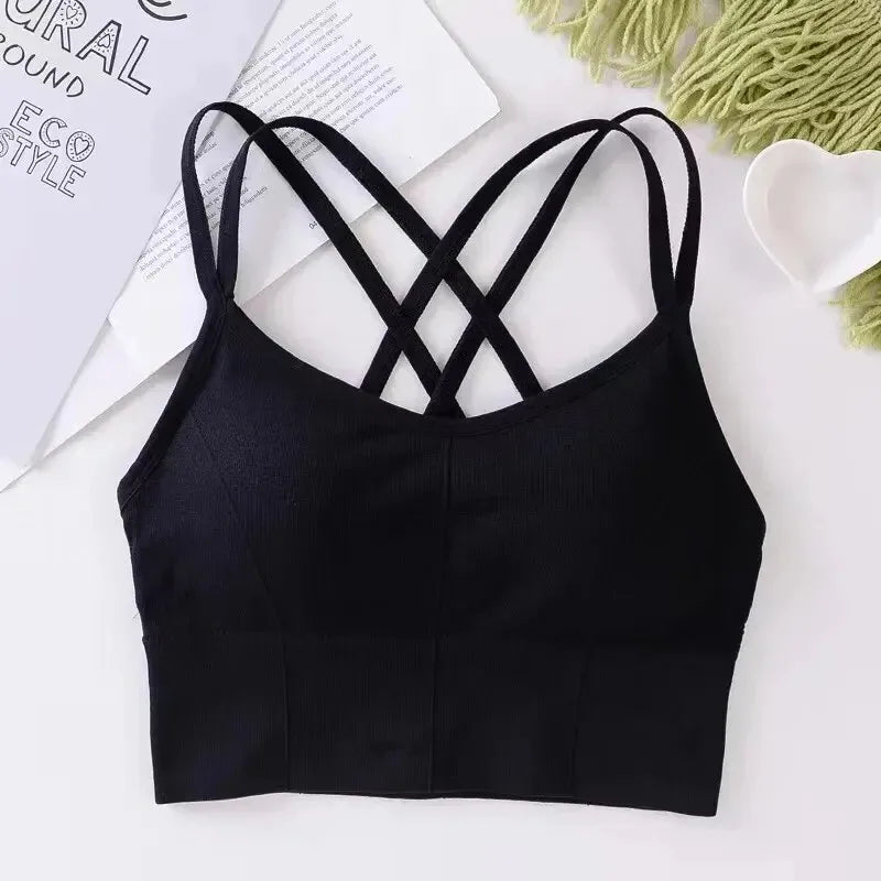 Sexy Back Cross Strap Tank Top Sports Bra
