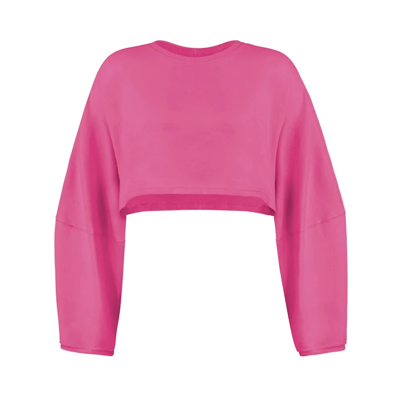 Women's Long Sleeve Sports Crop Top – Loose Gym Yoga T-Shirt Spring Autumn Fitness Wear