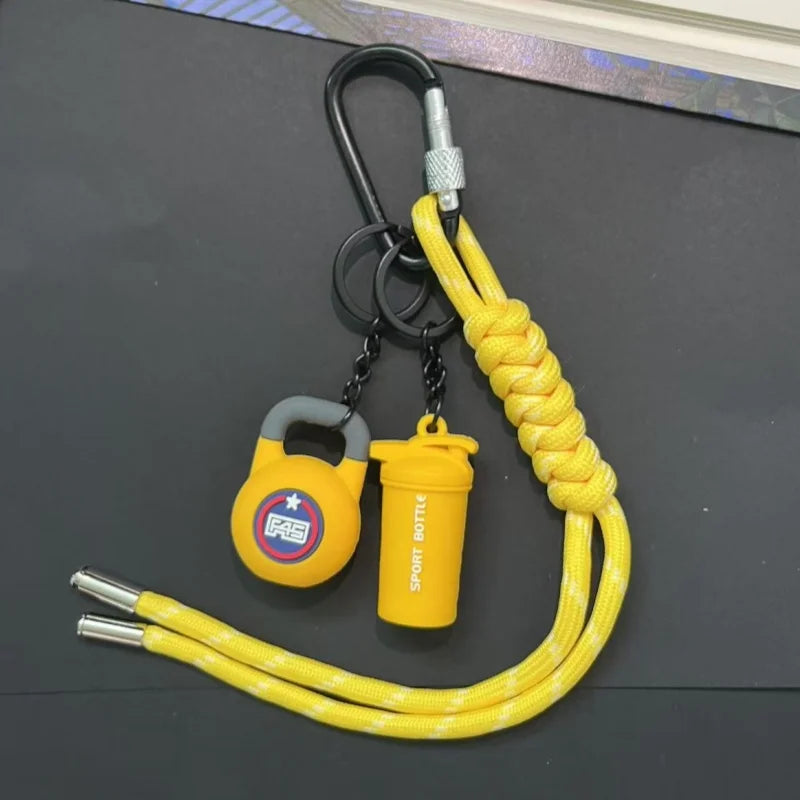 Mini Yoga Foam Roller Keychain Set – Boxing Gloves & Dumbbell Fitness Bag Pendant Gift