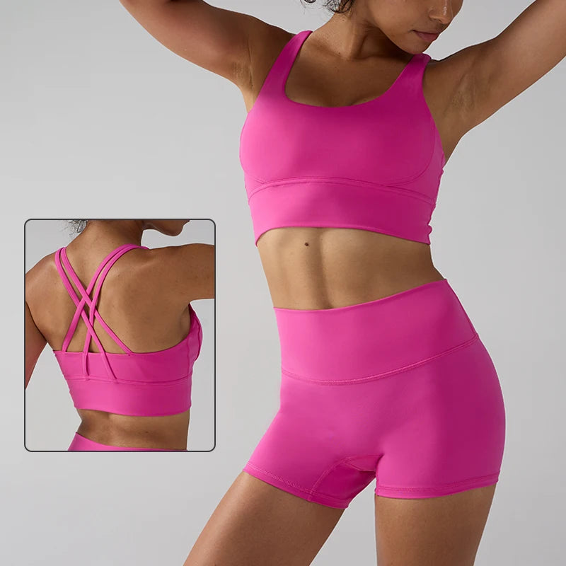 2-Piece Solid Color Women Gym Yoga Set