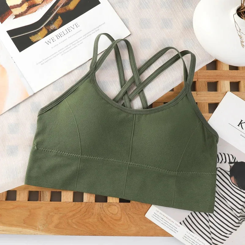 Sexy Back Cross Strap Tank Top Sports Bra