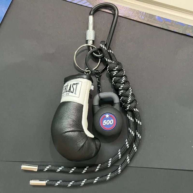 Mini Yoga Foam Roller Keychain Set – Boxing Gloves & Dumbbell Fitness Bag Pendant Gift
