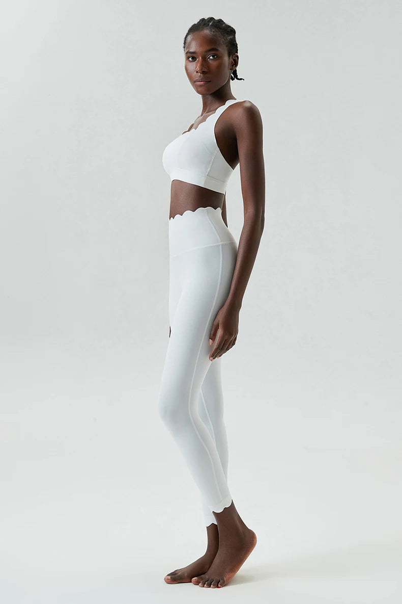 Ensemble de sport deux pièces pour femme, couleur unie, idéal pour le fitness et le yoga. 