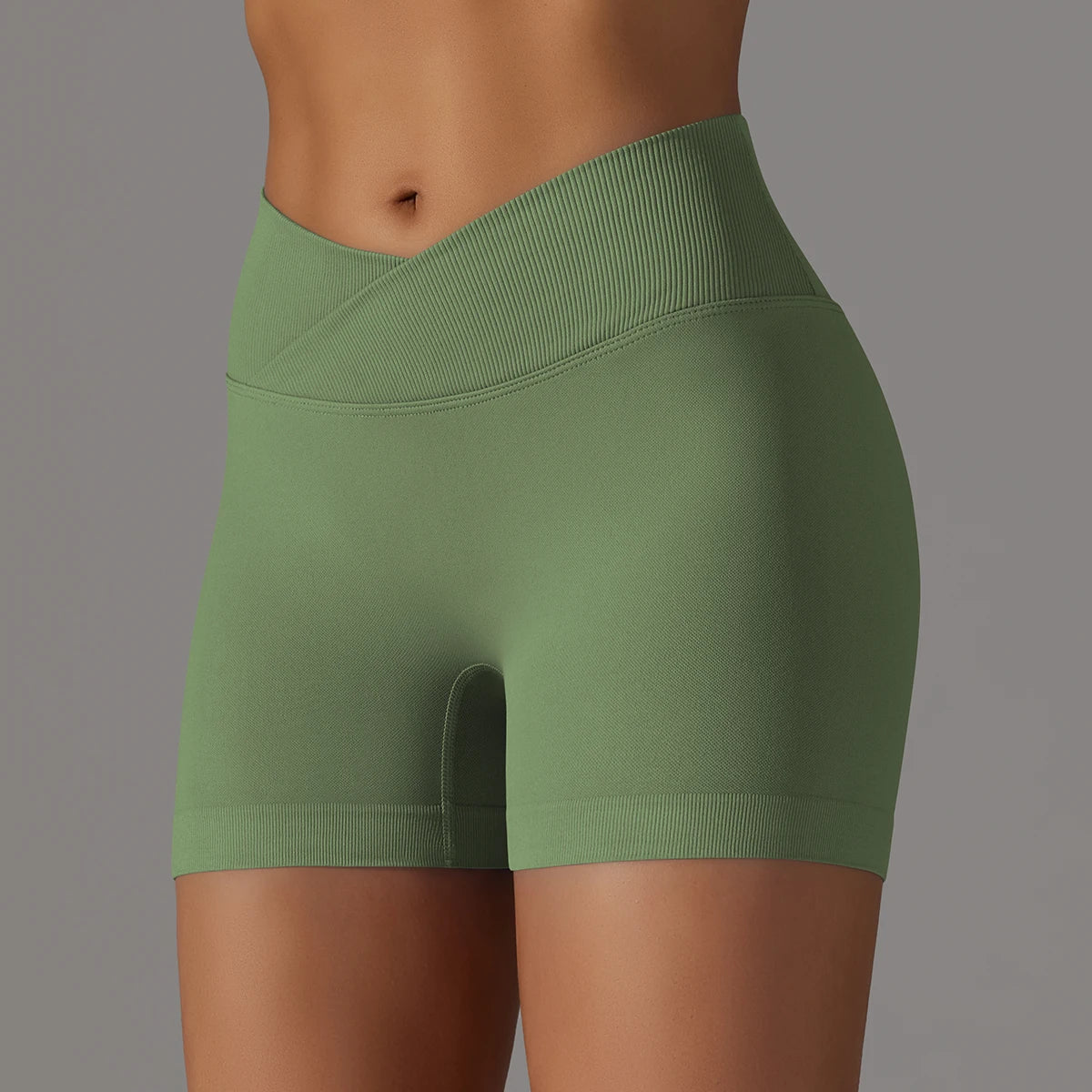 Seamless Sports Shorts Cross High Waist Fitness Leggings