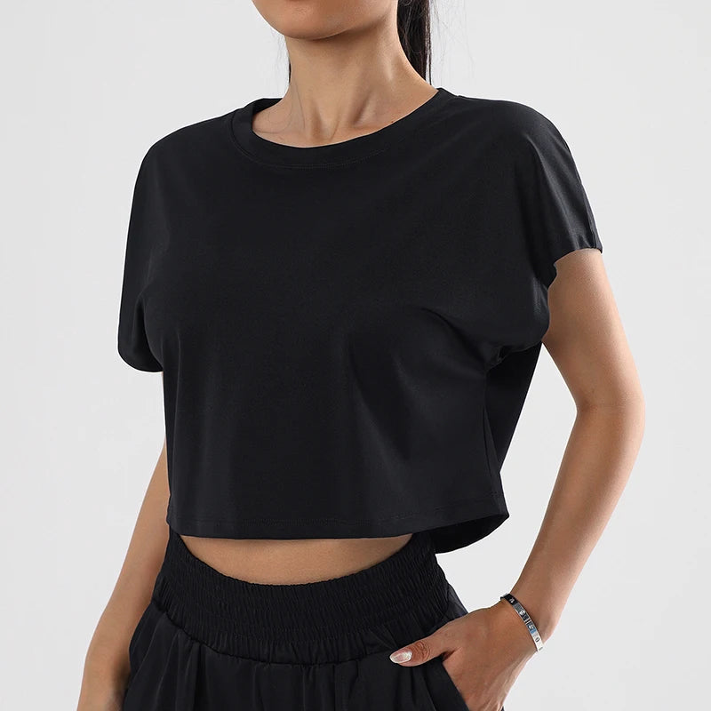 Loose Short Sleeve Crop Top