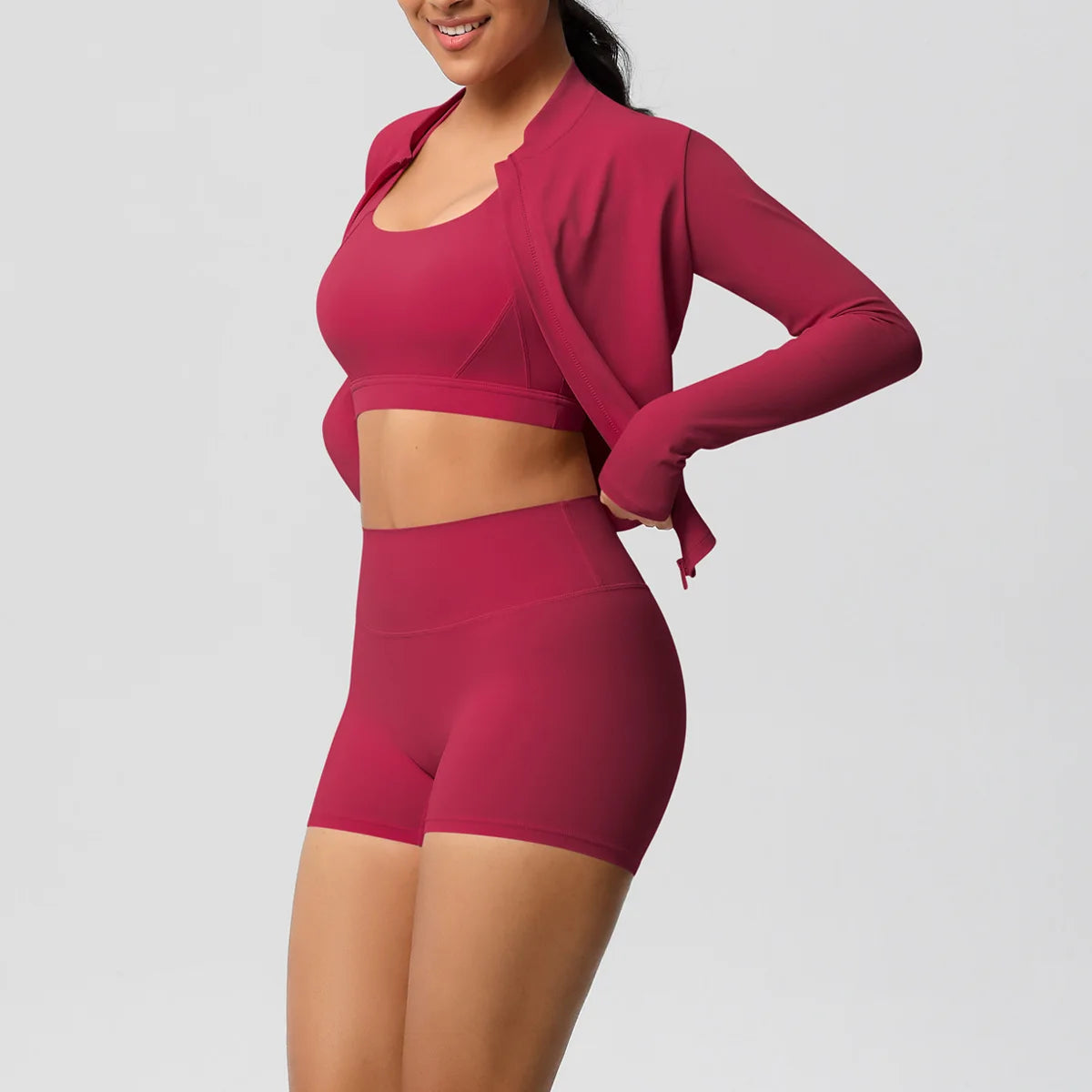 3-Piece Gym Set Breathable High Waist Fitness Suit