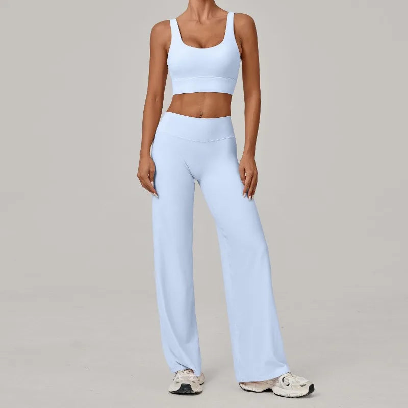 Women Yoga Set – Double Strap Comfort Bra + Straight-Leg Training Pants