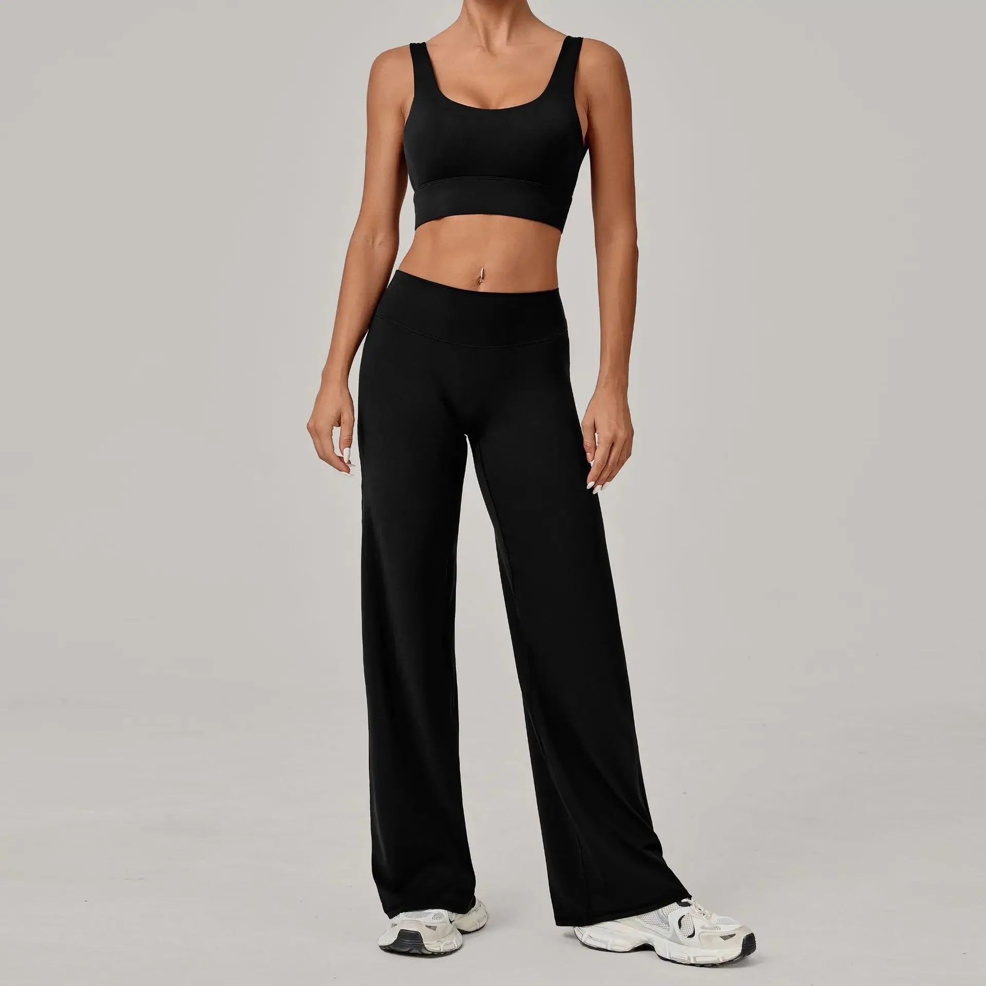 Women Yoga Set – Double Strap Comfort Bra + Straight-Leg Training Pants