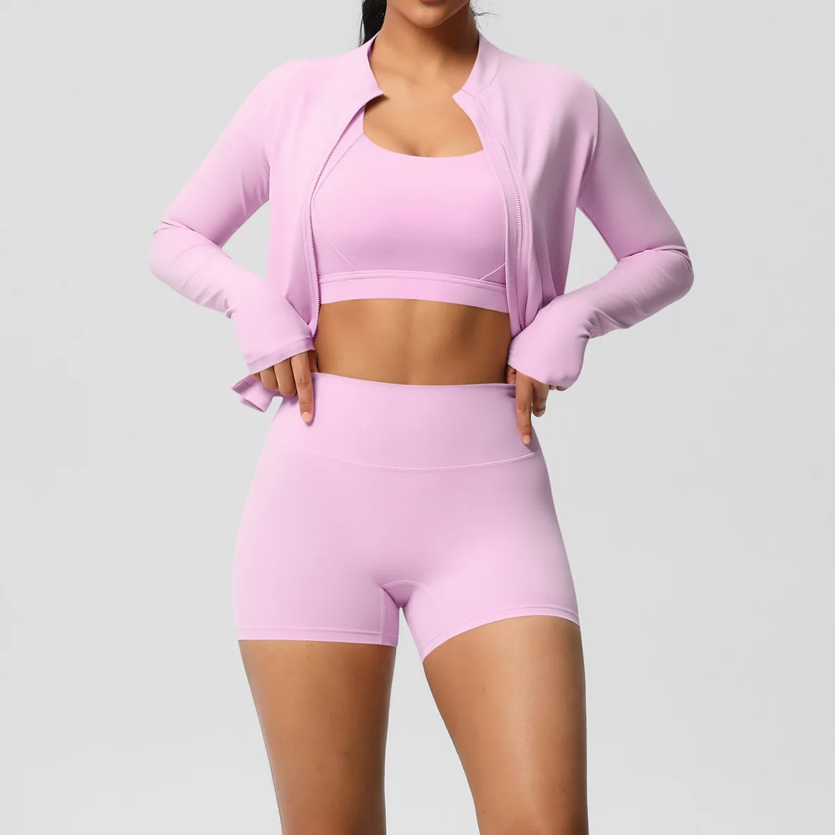 3-Piece Gym Set Breathable High Waist Fitness Suit