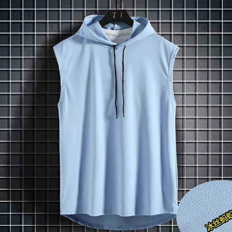 Men's Tie Collar Hooded Sleeveless Vest