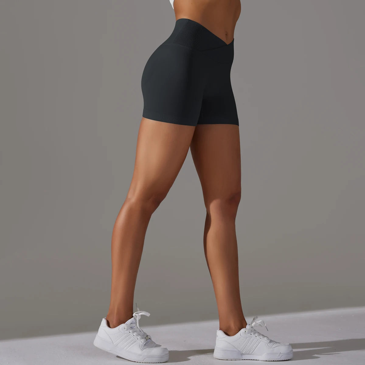 Seamless Sports Shorts Cross High Waist Fitness Leggings