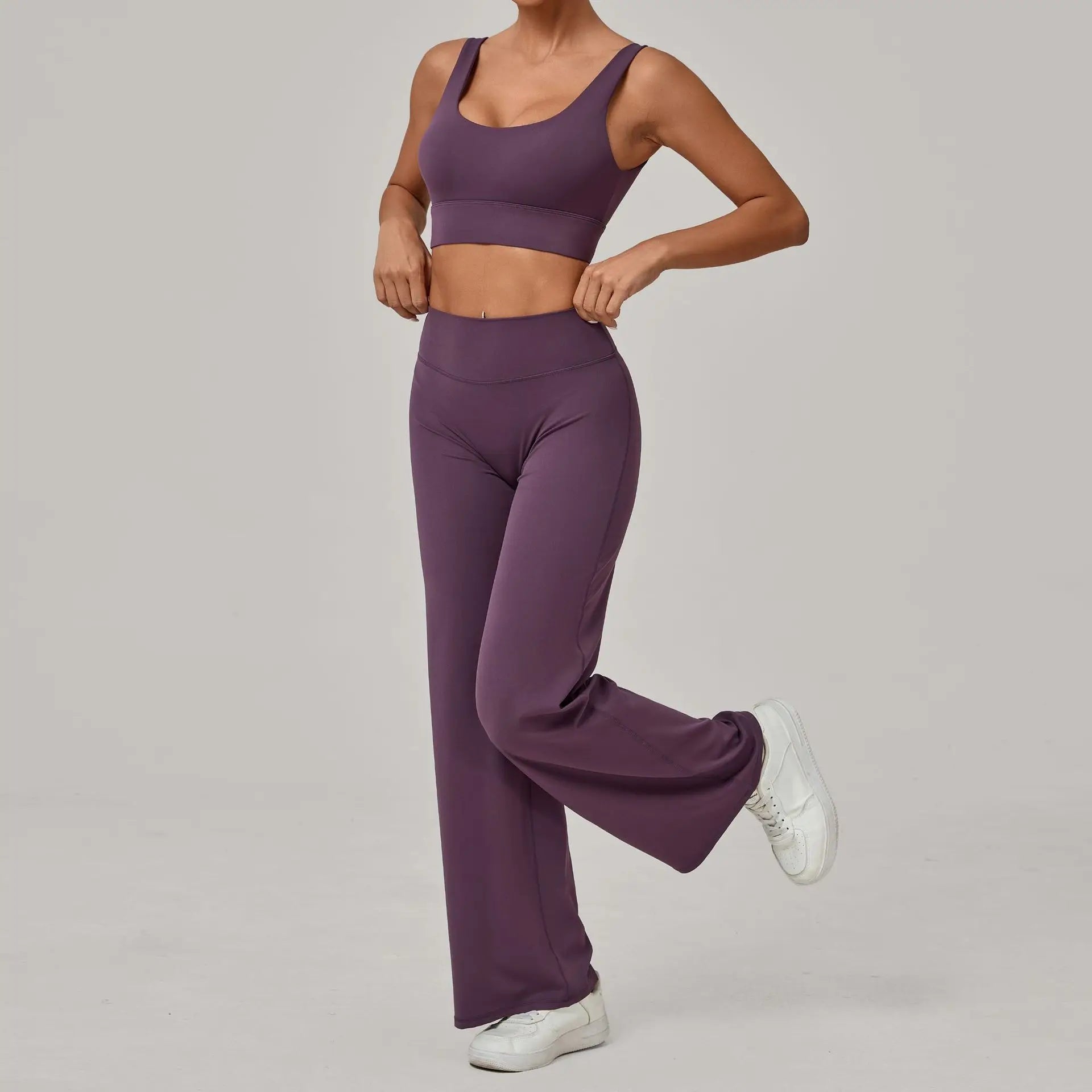 Women Yoga Set – Double Strap Comfort Bra + Straight-Leg Training Pants