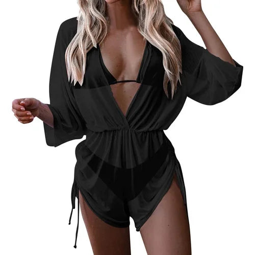 Plus Size 3 Piece Bikini Set with Cover Up | Halter Swimsuit Beachwear