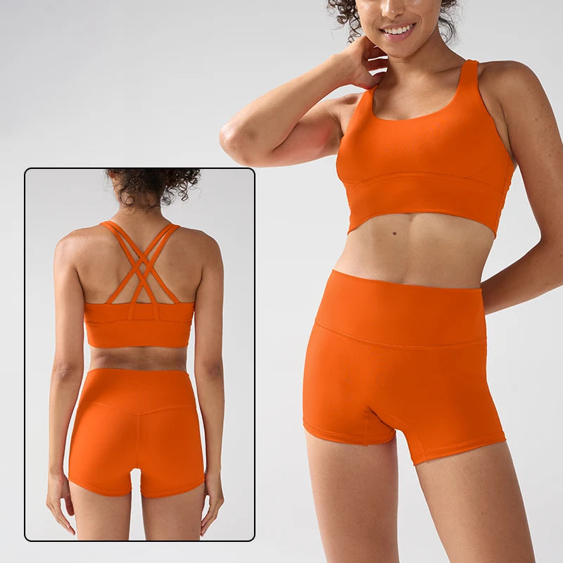 2-Piece Solid Color Women Gym Yoga Set