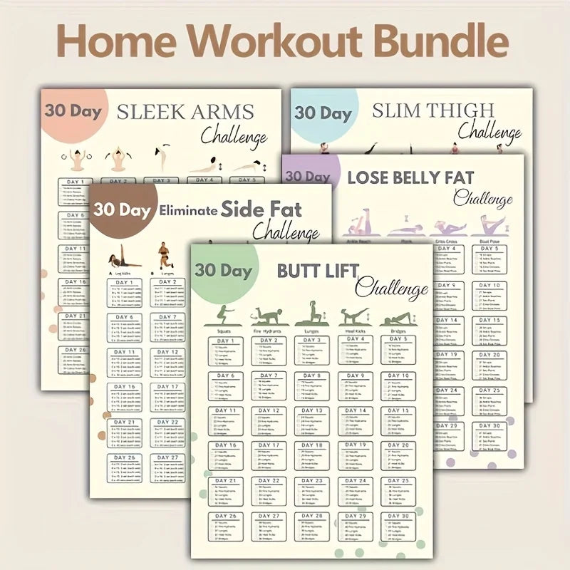 30 Day Home Workout Challenge Poster Set