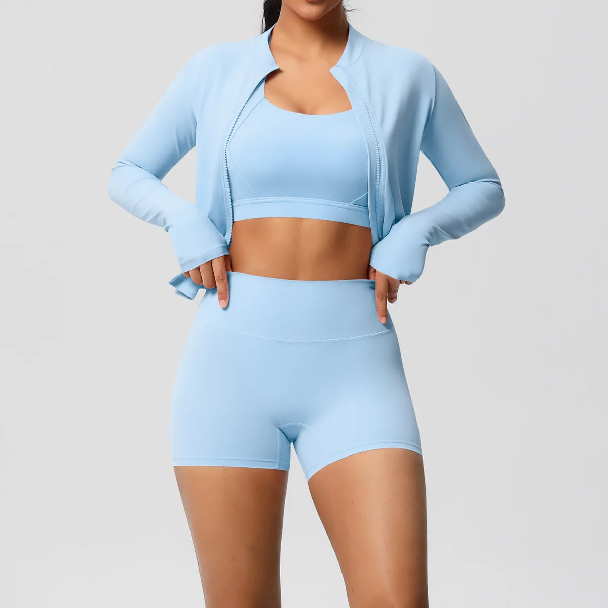 3-Piece Gym Set Breathable High Waist Fitness Suit