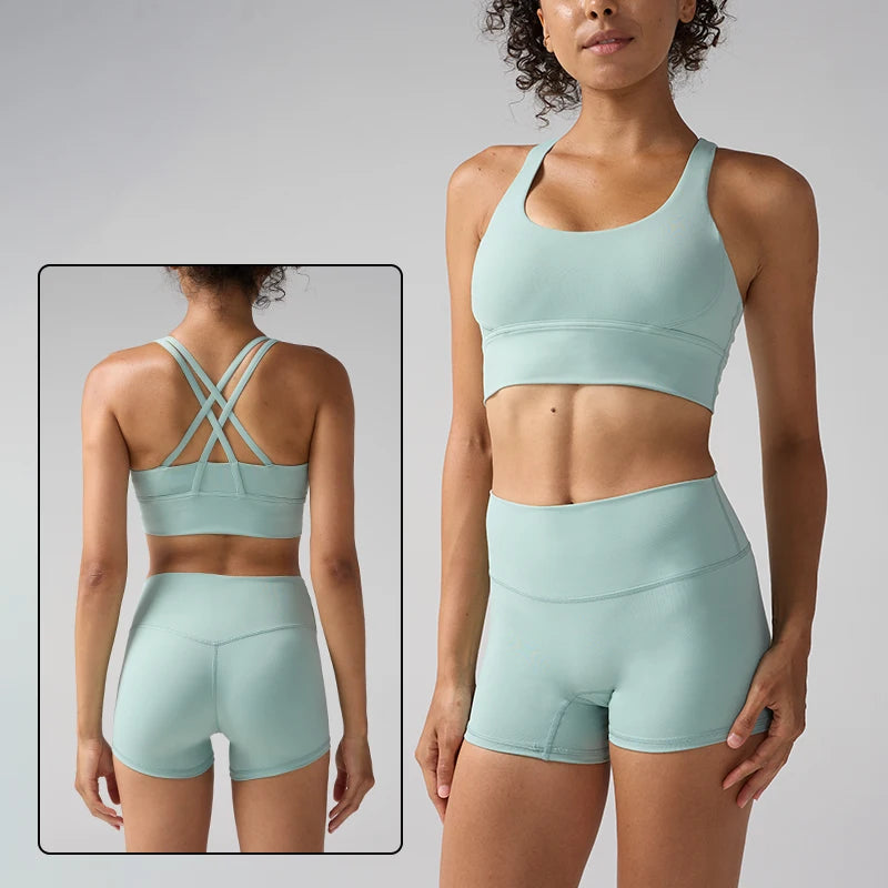 2-Piece Solid Color Women Gym Yoga Set