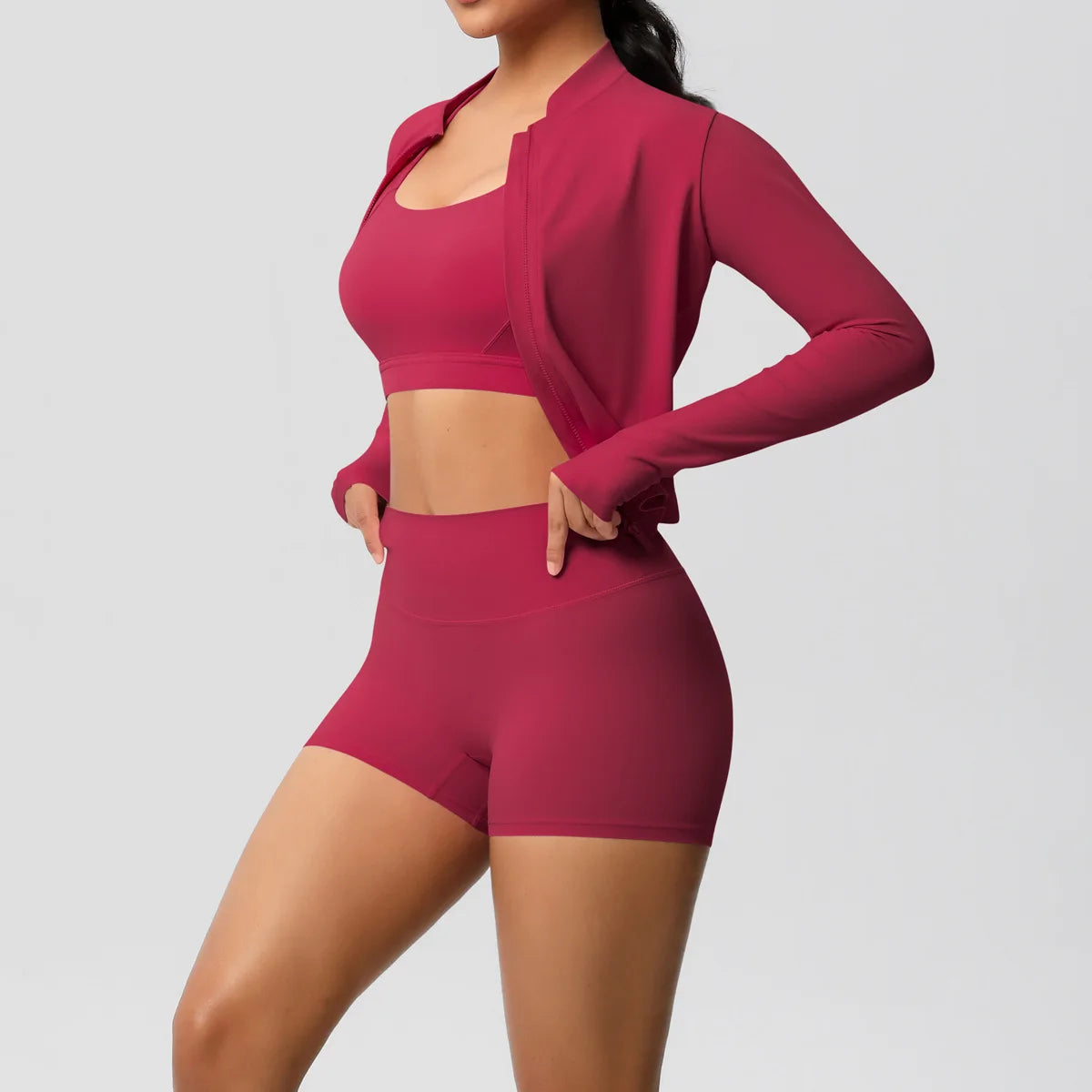 3-Piece Gym Set Breathable High Waist Fitness Suit