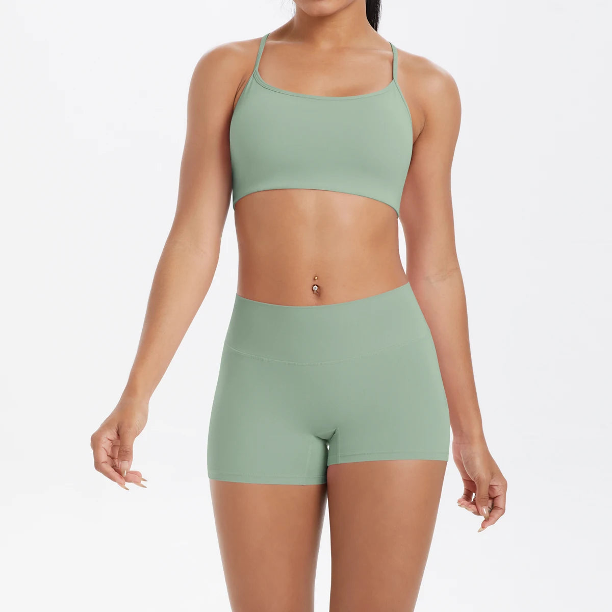 2PCS Yoga Clothes Halter Top Set