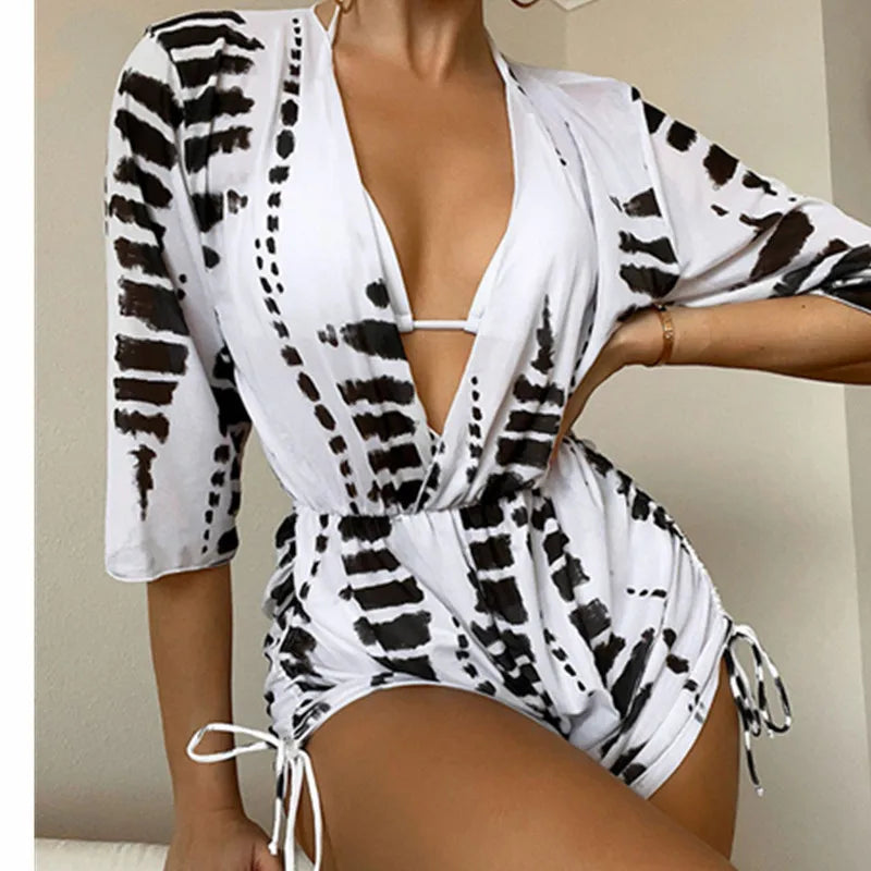 Plus Size 3 Piece Bikini Set with Cover Up | Halter Swimsuit Beachwear