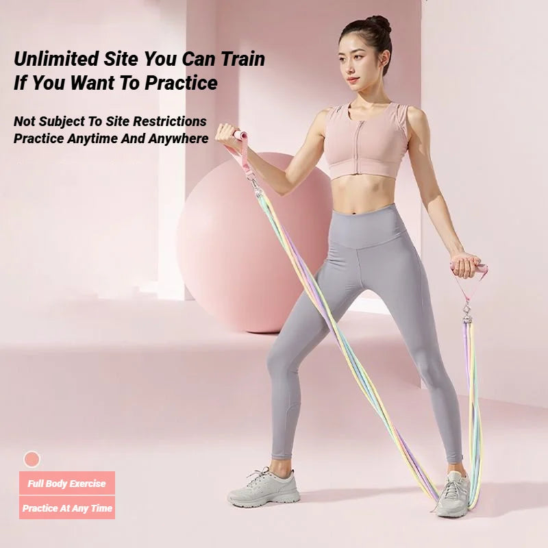 Macaron-Color Pilates Stick Tension Rope Set