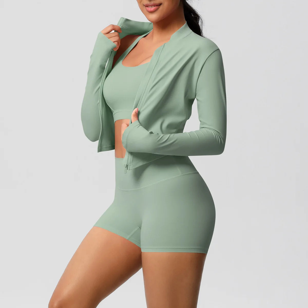 3-Piece Gym Set Breathable High Waist Fitness Suit