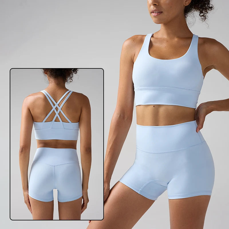 2-Piece Solid Color Women Gym Yoga Set