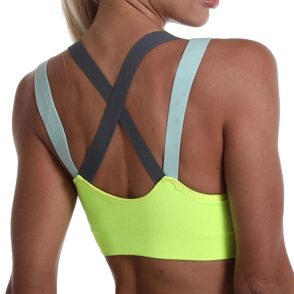 Color Blocked Cross Back Sports Bra