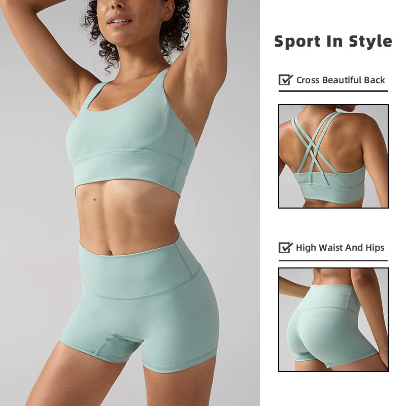 2-Piece Solid Color Women Gym Yoga Set