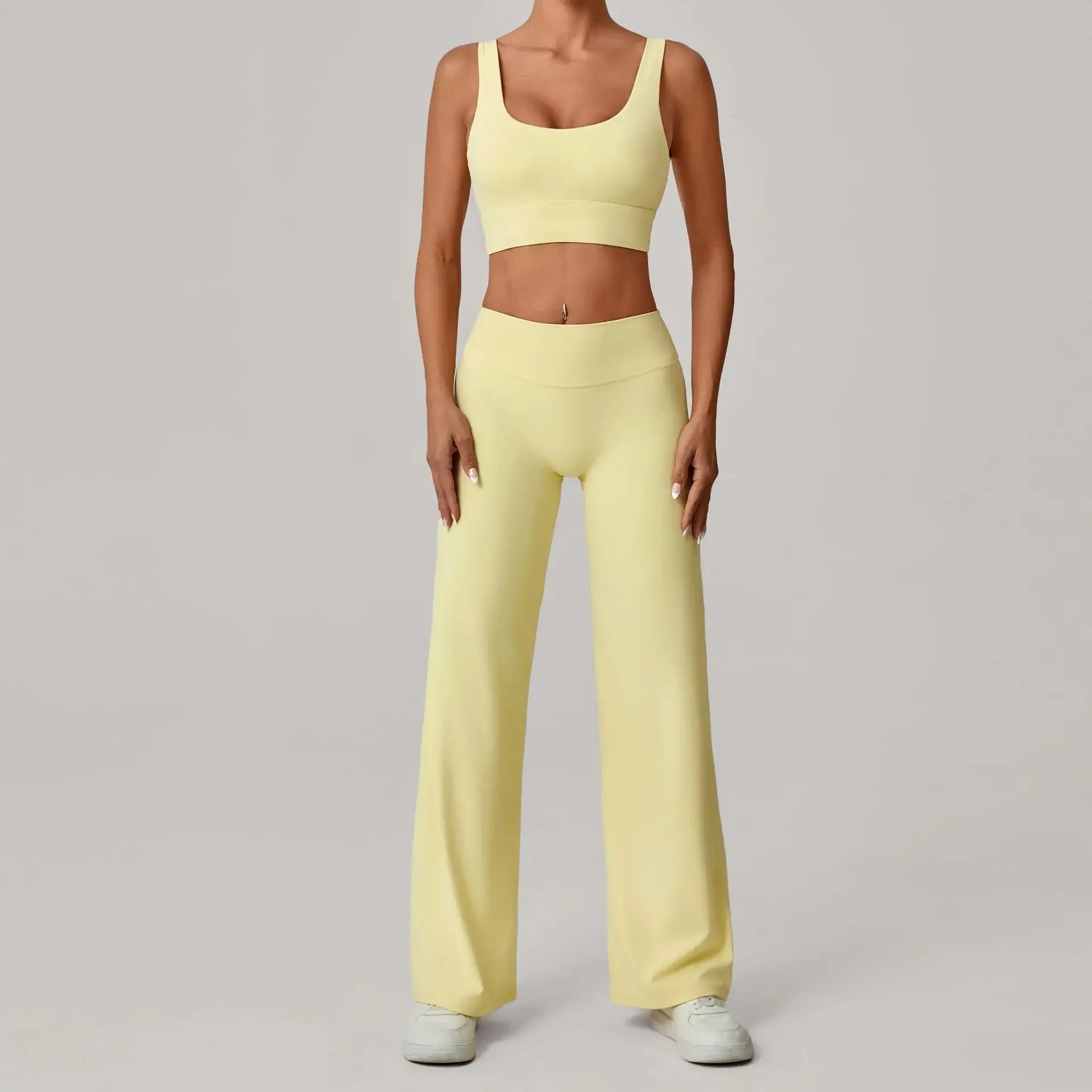 Women Yoga Set – Double Strap Comfort Bra + Straight-Leg Training Pants