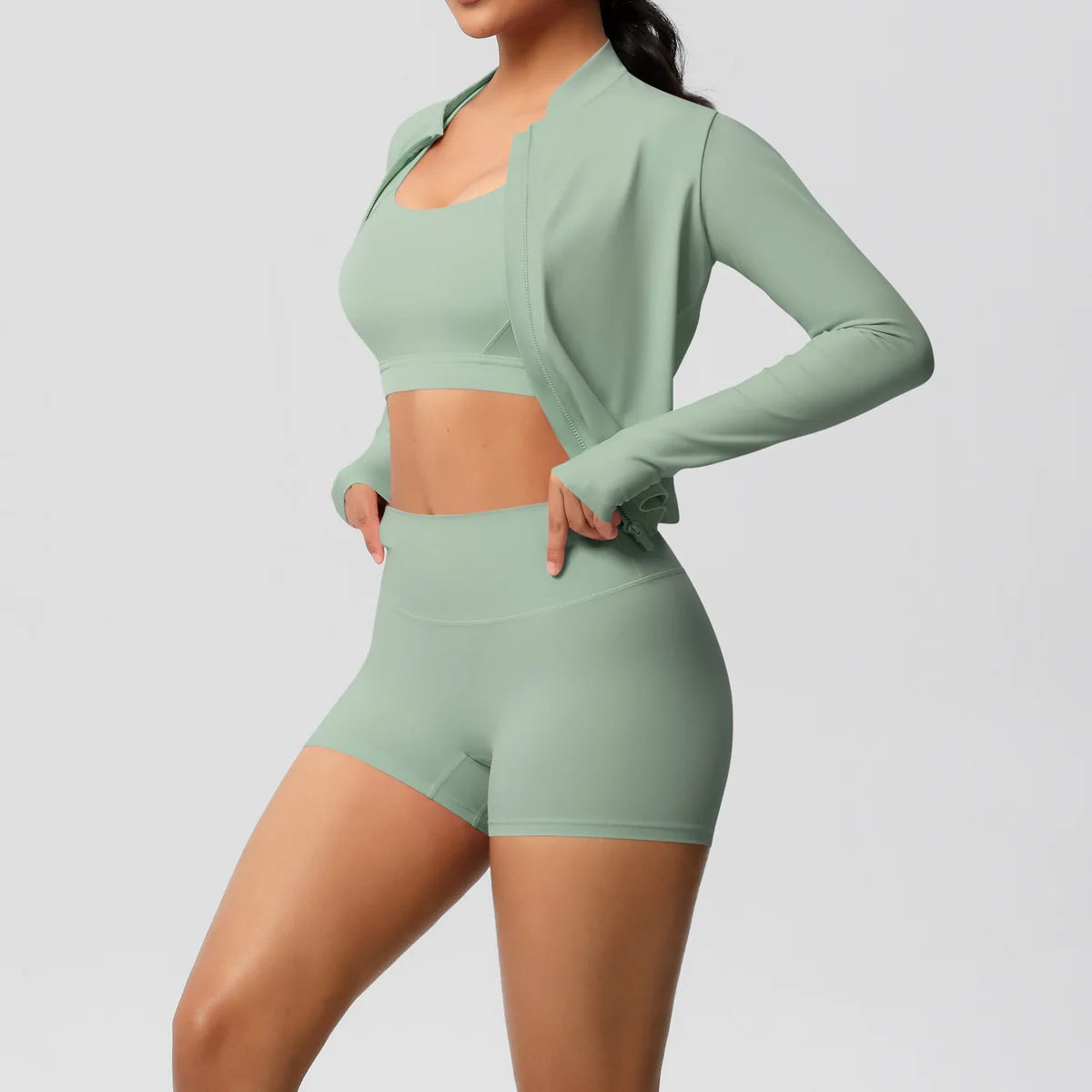 3-Piece Gym Set Breathable High Waist Fitness Suit