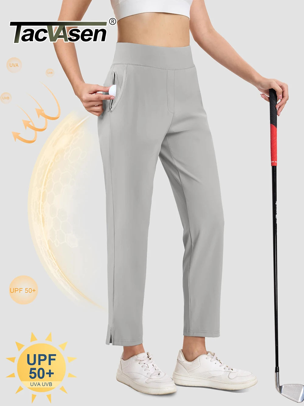 TACVASEN Golf Pants Womens UPF 50+ Lightweight Stretch High Waisted Pants