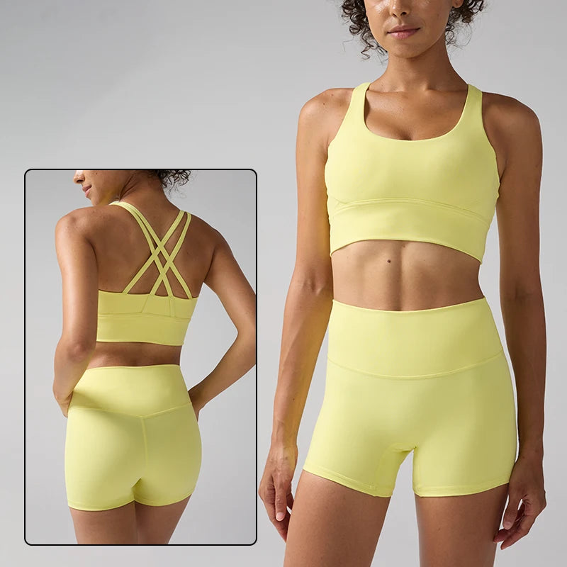 2-Piece Solid Color Women Gym Yoga Set