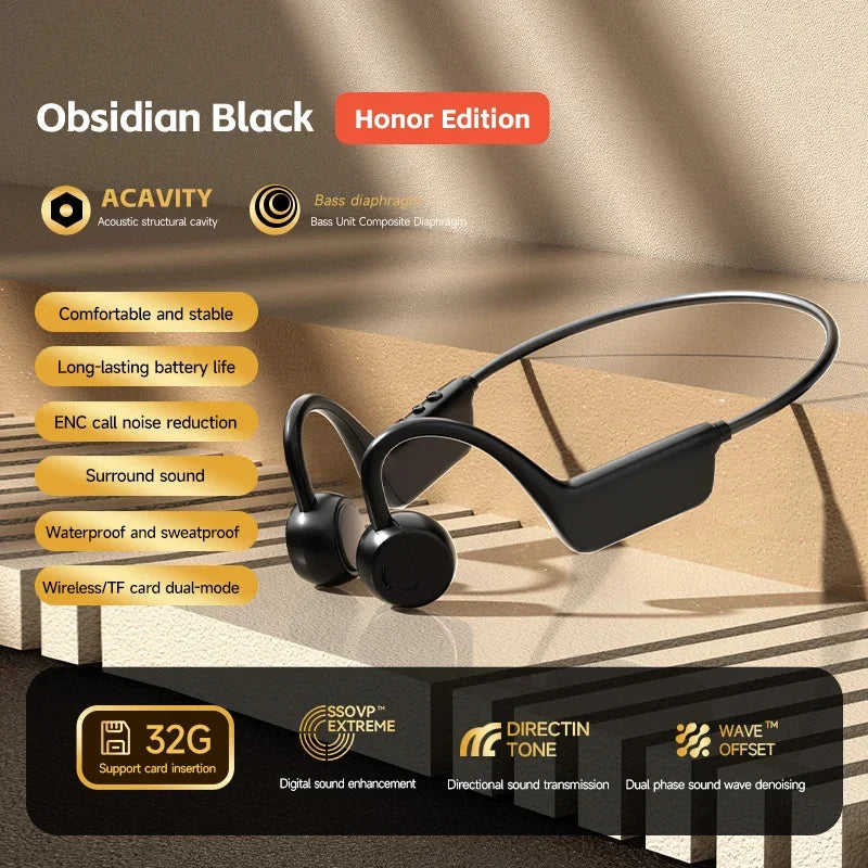 Bone Conduction Headphones IPX8 Waterproof Bluetooth 5.4 - 32GB Wireless Sports Headset with Mic for Swimming, Running & Gym