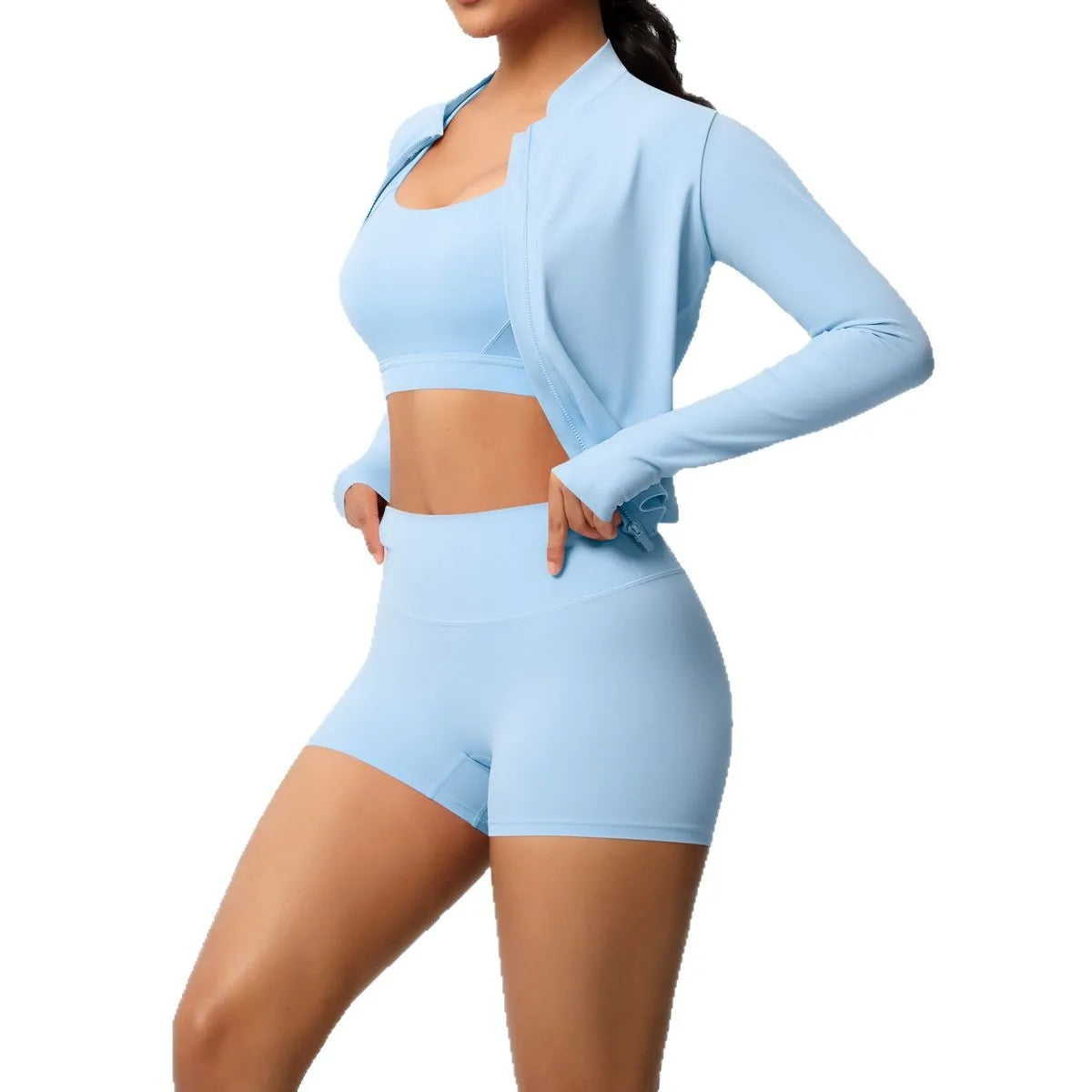 3-Piece Gym Set Breathable High Waist Fitness Suit